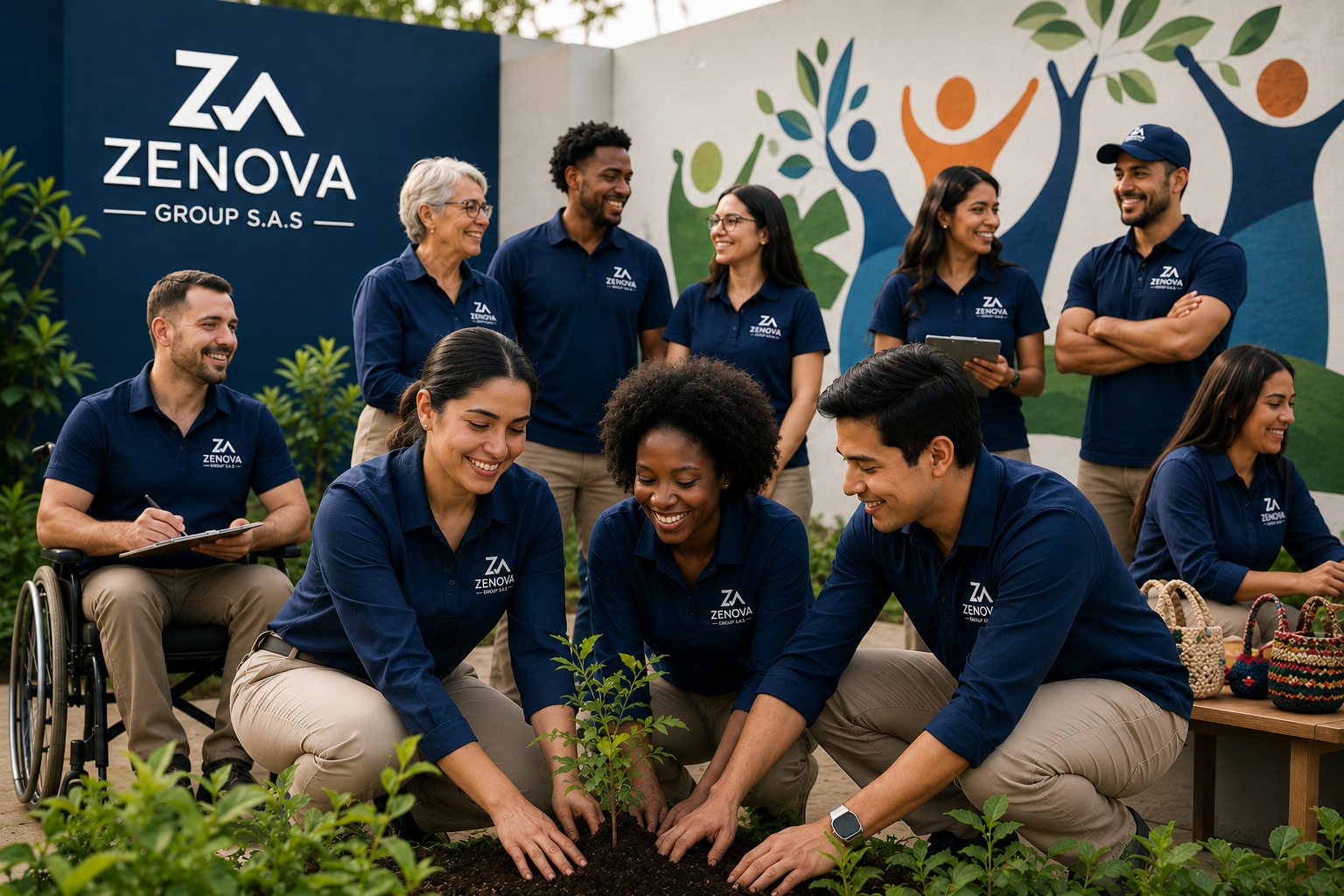 Equipo de Zenova en proyecto social comunitario de siembra